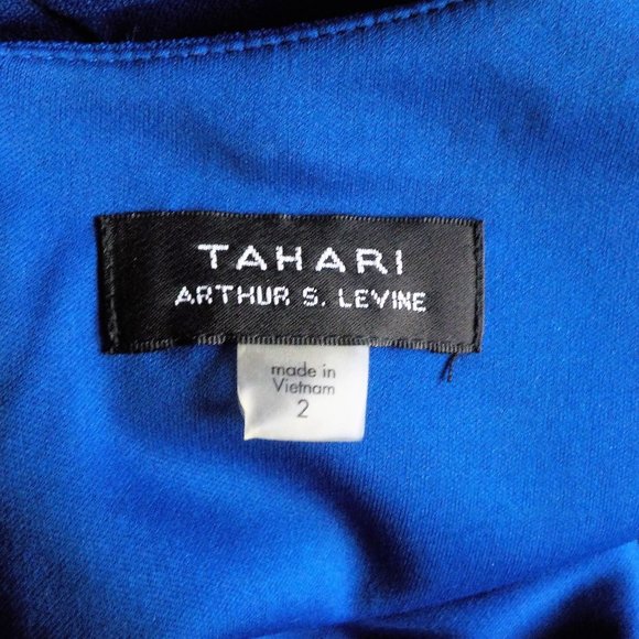 Blue Tahari Ruffled Bell Sleeve Shift Dress- Size 2 - Picture 4 of 5